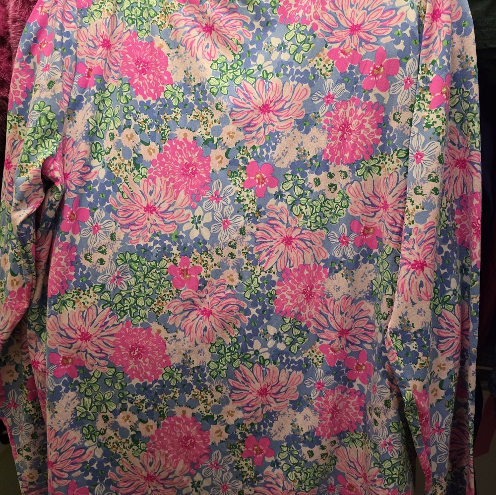 ⭐BNWT Lilly Pulitzer Multi Lil Soiree All Day Knit PJ LS Henley Top XXL Vibrant! - Picture 3 of 8